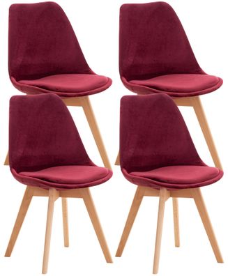 4er Set Stuhl Linares Samt, bordeauxrot