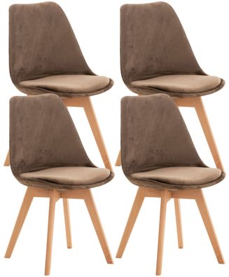 4er Set Stuhl Linares Samt, dunkelbraun