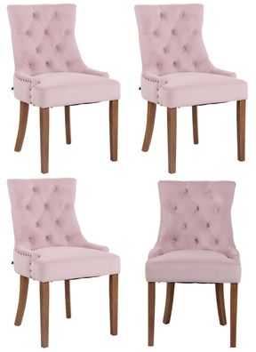 4er Set Esszimmerstühle Aberdeen Samt antik-hell, pink