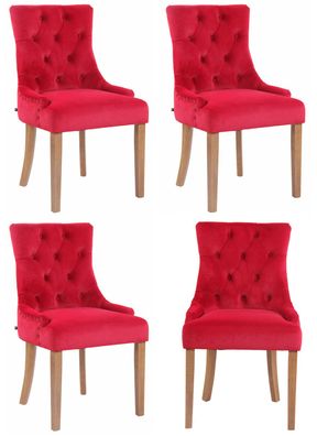 4er Set Esszimmerstühle Aberdeen Samt antik-hell, rot
