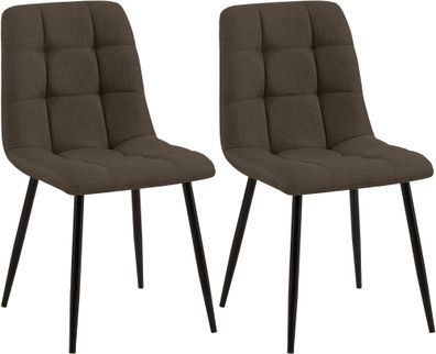 2er Set Esszimmerstuhl Tilde Stoff, braun