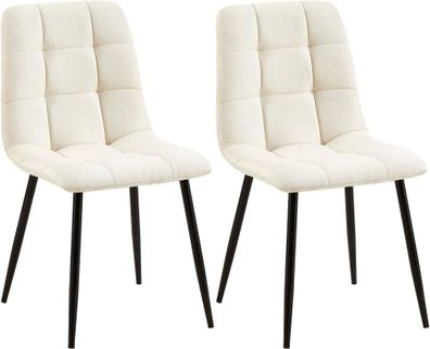 2er Set Esszimmerstuhl Tilde Stoff, creme