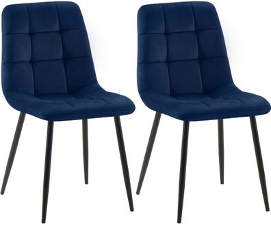 2er Set Esszimmerstuhl Tilde Samt, blau