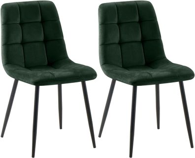 2er Set Esszimmerstuhl Tilde Samt, grün