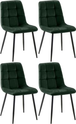 4er Set Esszimmerstuhl Tilde Samt, grün