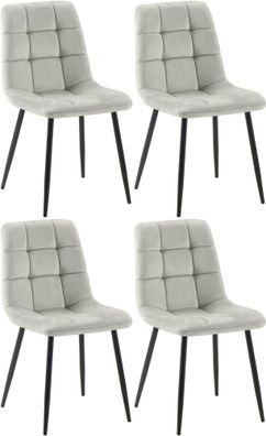 4er Set Esszimmerstuhl Tilde Samt, grau