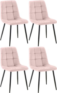 4er Set Esszimmerstuhl Tilde Samt, pink