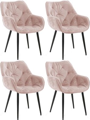 4er Set Stuhl Tanna Samt, pink