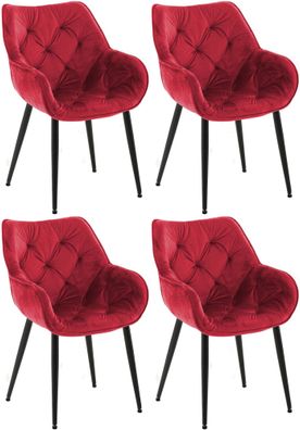 4er Set Stuhl Tanna Samt, rot
