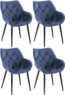 4er Set Stuhl Tanna Samt, blau