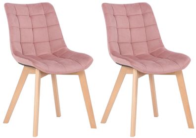2er Set Esszimmerstühle Passaic Samt, pink