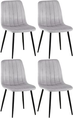 4er Set Stühle Dijon Samt, grau