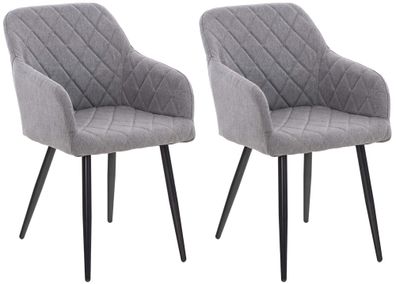 2er Set Esszimmerstuhl Shila Stoff, grau