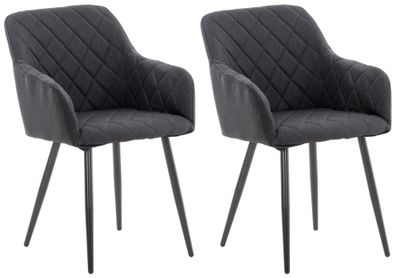 2er Set Esszimmerstuhl Shila Stoff, schwarz