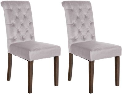 2er Set Esszimmerstühle Lisburn Samt, grau