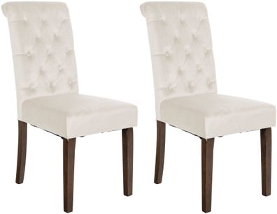 2er Set Esszimmerstühle Lisburn Samt, creme