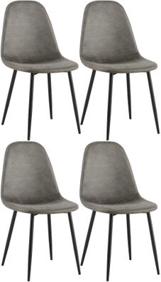 4er Set Esszimmerstühle Napier Kunstleder, dunkelgrau