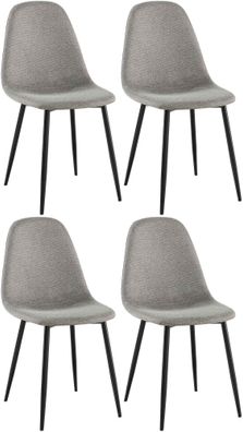 4er Set Esszimmerstühle Napier Stoff, hellgrau