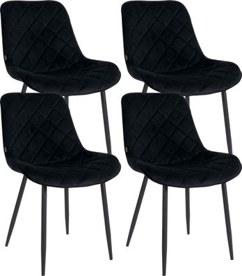 4er Set Stühle Springs Samt, schwarz