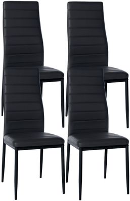 4er Set Esszimmerstühle Mayfair Kunstleder, schwarz