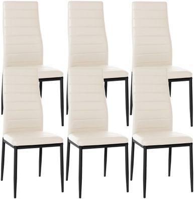 6er Set Esszimmerstühle Mayfair Kunstleder, creme