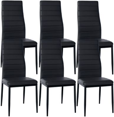 6er Set Esszimmerstühle Mayfair Kunstleder, schwarz
