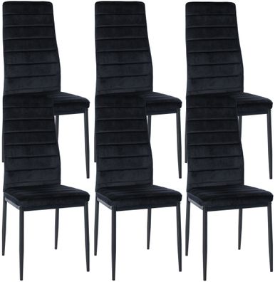 6er Set Esszimmerstühle Mayfair Samt, schwarz