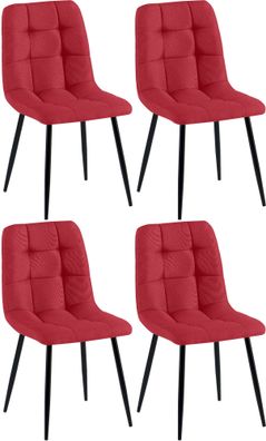 4er Set Esszimmerstühle Antibes Stoff, rot