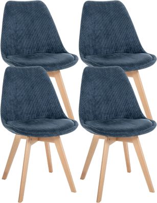 4er Set Stuhl Linares Cord, dunkelblau