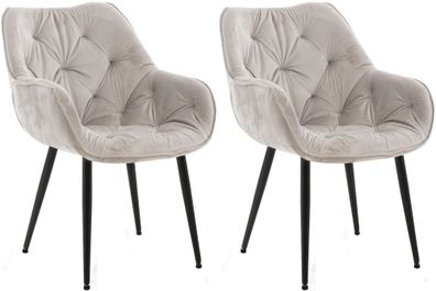 2er Set Stuhl Tanna Samt, grau