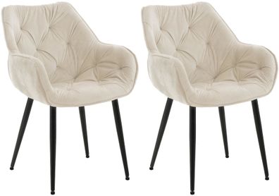 2er Set Stuhl Tanna Samt, creme