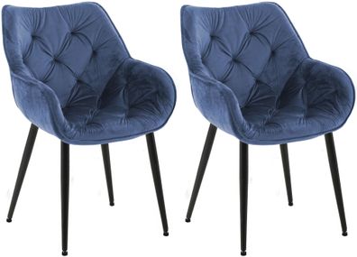 2er Set Stuhl Tanna Samt, blau