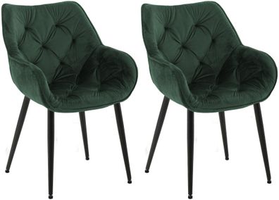 2er Set Stuhl Tanna Samt, grün