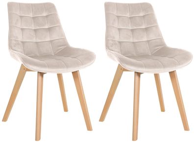 2er Set Stühle Brook Samt, creme