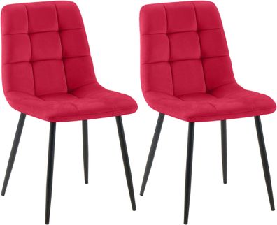 2er Set Esszimmerstuhl Tilde Samt, rot