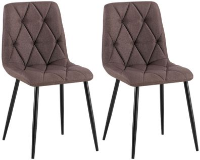 2er Set Esszimmerstuhl Clairton Stoff, braun