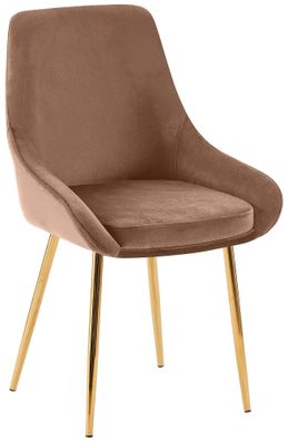 Esszimmerstuhl Elmira Samt gold, braun