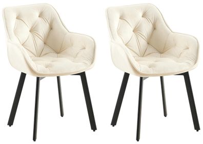 2er Set Esszimmerstuhl Antigo Samt , creme