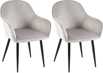 2er Set Esszimmerstuhl Boise Samt, grau