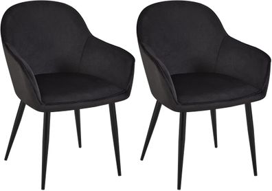 2er Set Esszimmerstuhl Boise Samt, schwarz