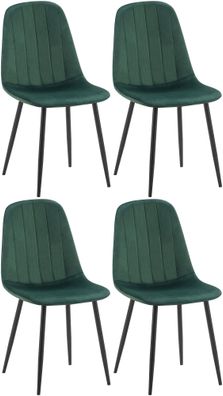 4er Set Esszimmerstuhl Baxter Samt, grün