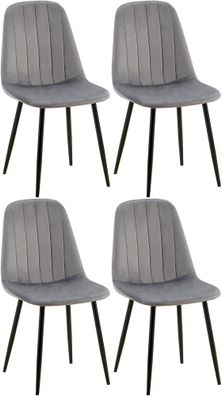 4er Set Esszimmerstuhl Baxter Samt, dunkelgrau