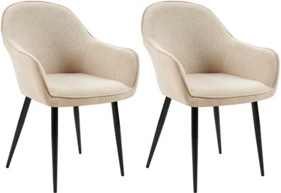 2er Set Esszimmerstühle Boise Stoff, taupe