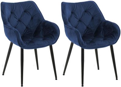 2er Set Stuhl Tanna Samt, dunkelblau