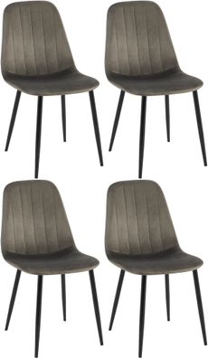 4er Set Esszimmerstuhl Baxter Samt, anthrazit