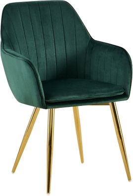 Esszimmerstuhl Cheryl Samt gold, grün