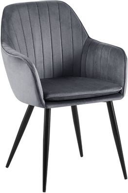 Esszimmerstuhl Cheryl Samt schwarz, dunkelgrau