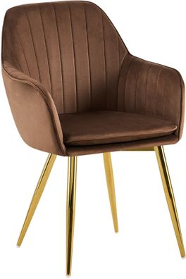 Esszimmerstuhl Cheryl Samt gold, braun