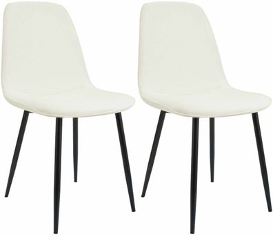 2er Set Esszimmerstuhl Maryam Stoff, creme