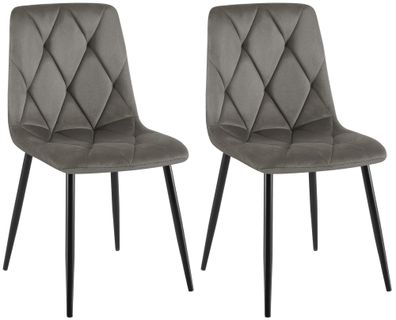 2er Set Esszimmerstuhl Clairton Samt, anthrazit